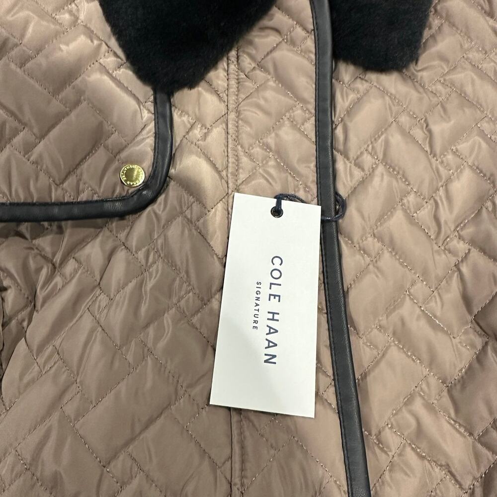 Cole Haan Women’s XL Faux Fur Trench Coat Brown Winter Jacket New w/Tags - Picture 6 of 11